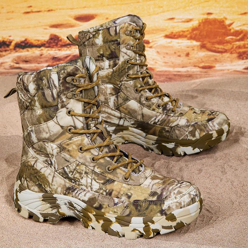Fashion Outdoor Training Men Tactical Boots High-Top Desert Shoes Camouflage Combat Hiking Boots Camoufcage Boots