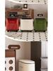 Red Oval Press-Type Trash Can with Lid for Bathroom and Living Room