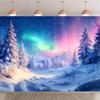 1Pcs Aurora Snow Forest Decoration Background Winter Backdrop Decorations For Photo Studio Photo Booth Christams Party