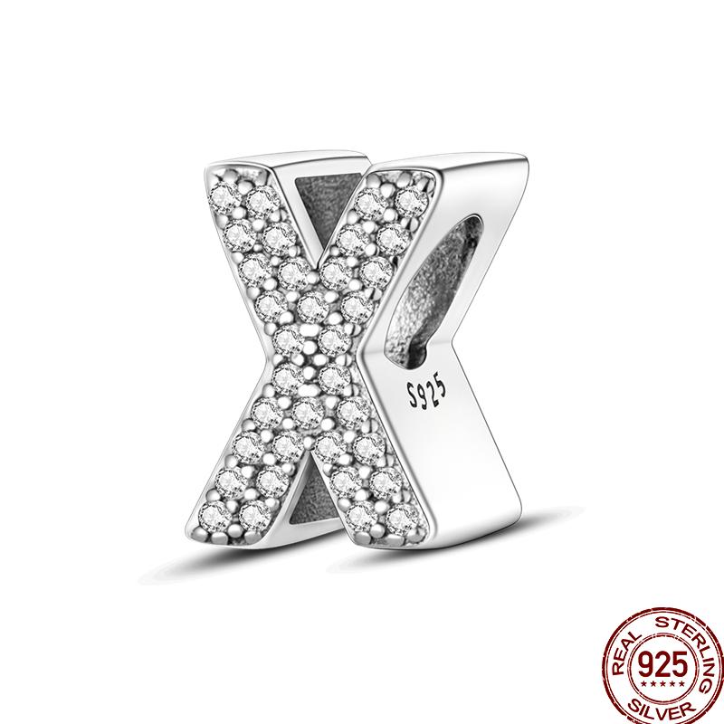 Copper 26 Letter Copper Series Shiny Zircon Lucky Letter Beads Charm Suitable Fit 3Mm Original Bracelet