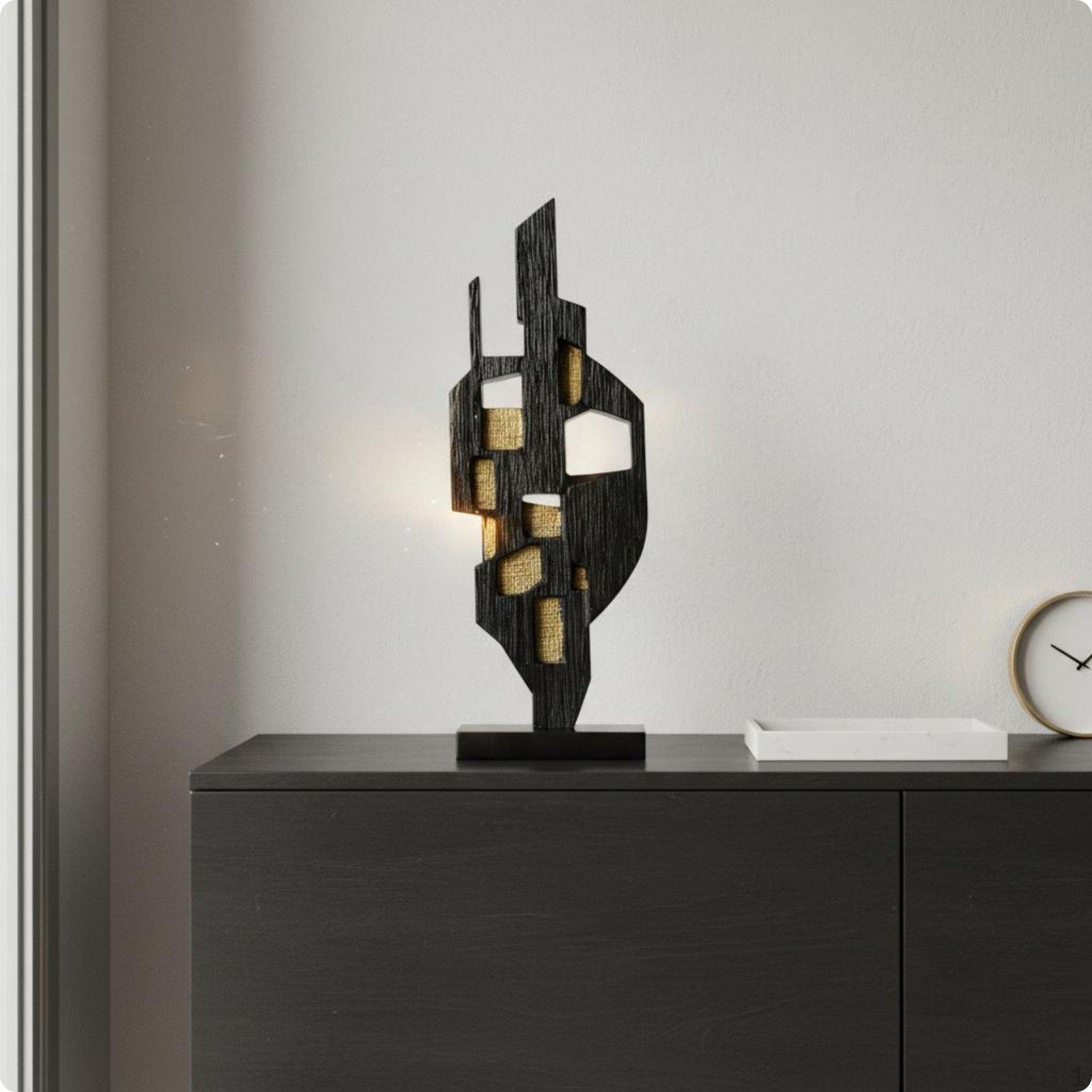 Black Sculpture Decor Luxury Look Abstract Geometric Artistic Design Modern
