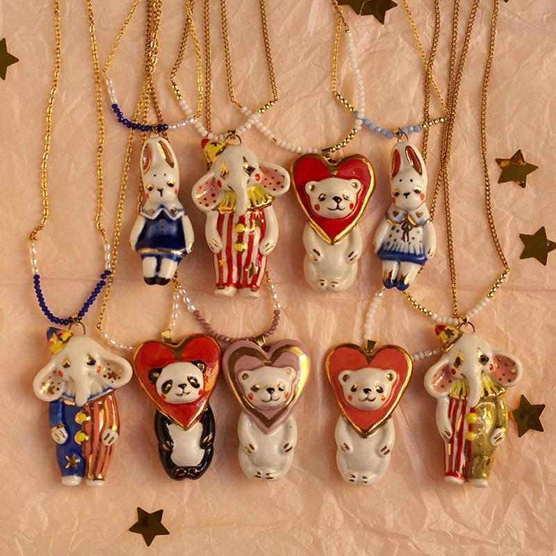 Vintage Cute Cartoon Animal Pendant Necklace For Women Retro  Jewelry Gifts