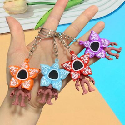 1/4Pcs Keychain Cartoon Floral Design Key Chain Handmade PVC Metal Keychain Hanging Pendant Backpack Bag