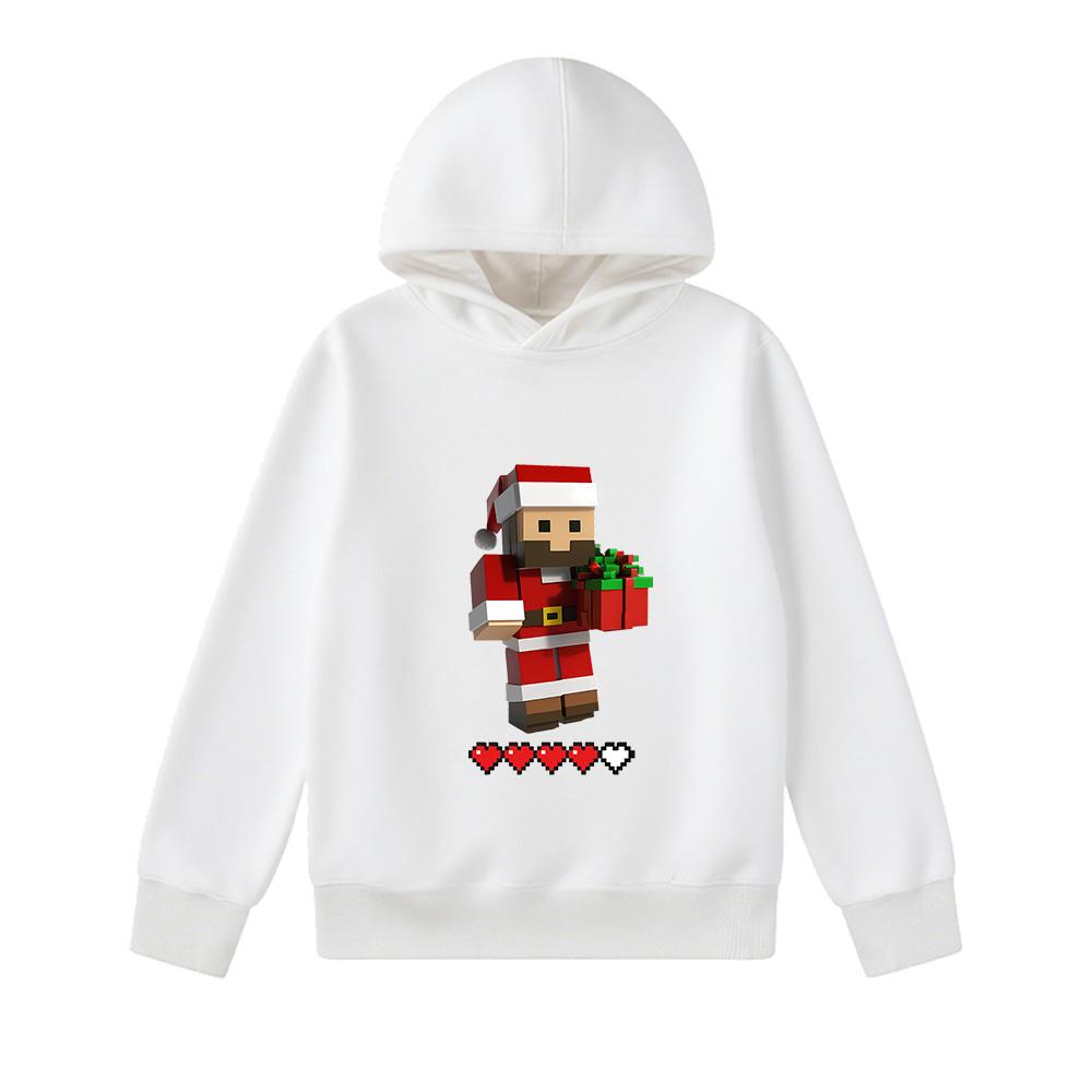 Minecraft Christmas Santa Claus Hoodie age 4-14 Pullover Sweatshirt for Kids Boys Girls Christmas Gift Costume cartoon print New Year gift