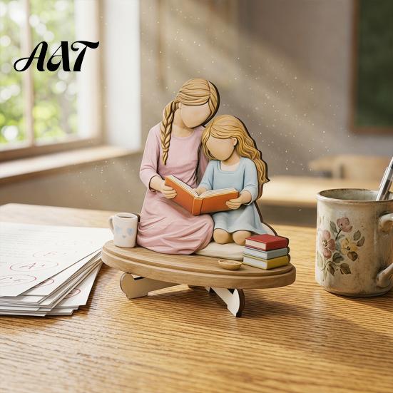 Premium Material Decorative Art Wooden Reading Desktop Ornaments for Home Office Decor, Minimalist Figurine, Wear-resistant Crafts Creative