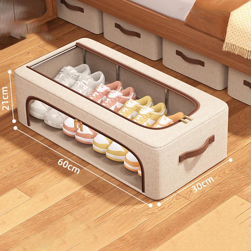 Schuhaufbewahrungsorganizer unter dem Bett für Schrank Schuhe Behälterboxen mit stabilen Griffen und klarem Fenster, faltbarer Schuhregalhalter