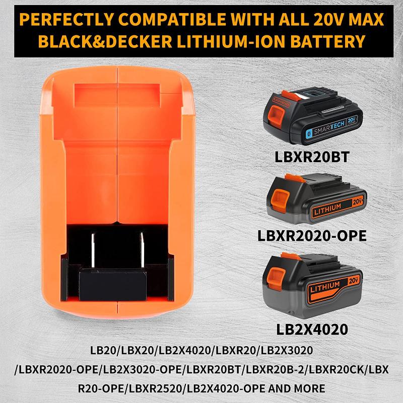 Battery Adapter for Craftsman/for Black Decker 14.4v-20v Li-ion Battery with Dual USB Work Light