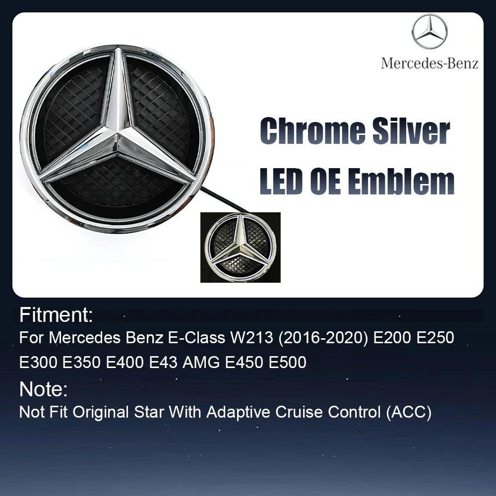 2025 Hot For Benz AMG Silver And Black OE Style Front Grill Star Emblem Chrome Logo Badge Fit For Mercedes Benz E200 E250 E300 E