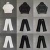 Croteiz Embroidered Letter Patch Fleece Hooded Sweatshirt Set American Style Unisex Casual Outfit