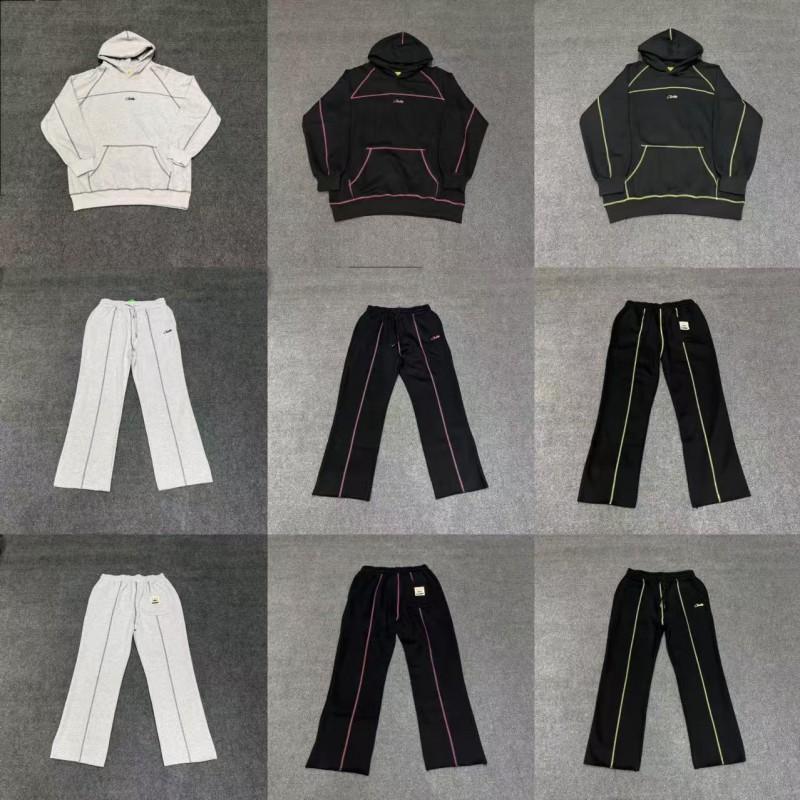 Croteiz Embroidered Letter Patch Fleece Hooded Sweatshirt Set American Style Unisex Casual Outfit
