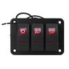 3 Gang Switch Panel Red Color Light Waterproof Corrosion Resisting Switch Board for Car Boat DC12V 24V