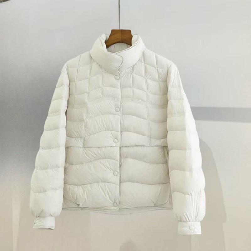 FASHION Down  Women's 2024 Winter New Light and Thin 90 White Duck Down Small Stand-up Collar Wave Warm Winter Coat Clothes