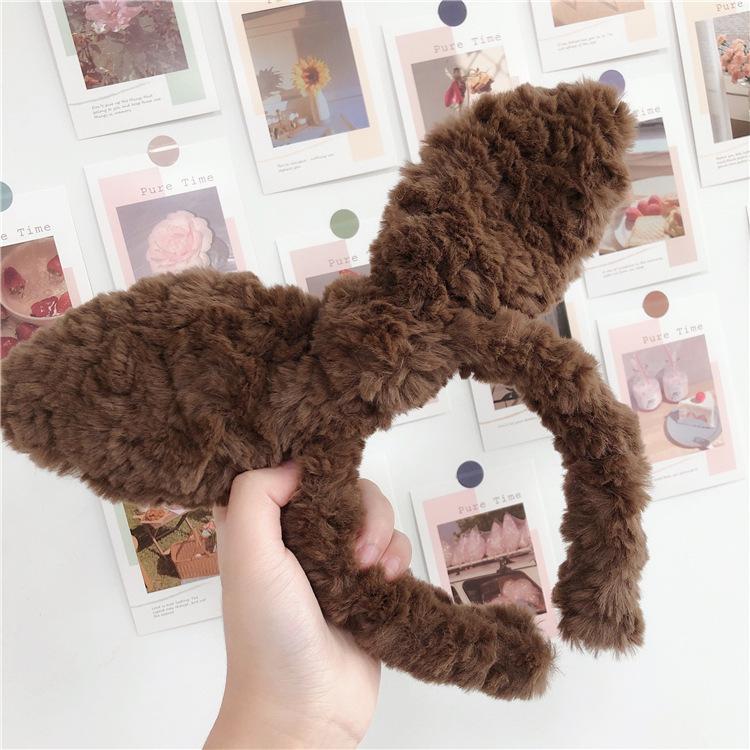 Autumn And Winter Big Bow Headband Ins Korean Style Three-Dimensional Rabbit Ears Face Wash Headband Hair Decoration Plush Headband Female