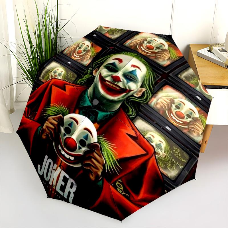 Joker'S Mask Folding Umbrella 8 Paraphenoid Bones Suitable For All Seasons Travel Travel Umbrella Sun Umbrella