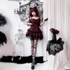 Halloween Cosplay Dress with Zipper Punk Red and Black [Milky Time] Pattern, Style, Lace, (Lace)