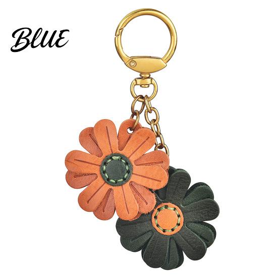 Small Floral Pendant Keychain Double Chrysanthemum Design Retro Style Soft