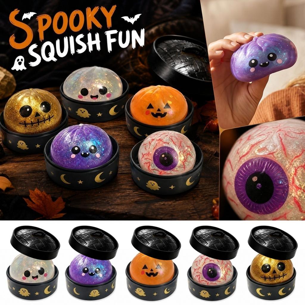 Halloween Baozi-förmige Spielzeuge - 5er-Pack mit Dampfkorb, Sensorisches Spielzeug gegen Stress