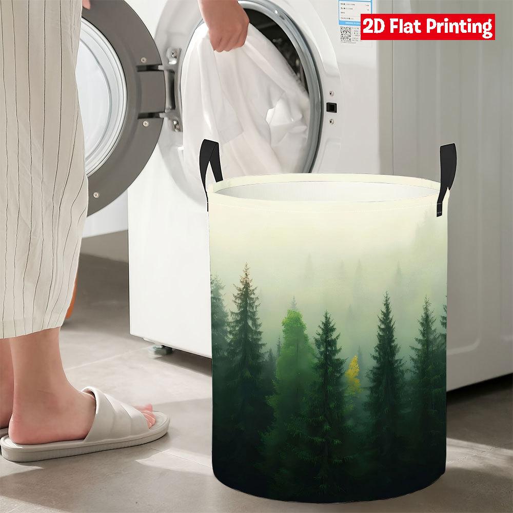 Collapsible Laundry Basket Large Round Waterproof Fabric Hamper Dirty Clothes Storage Bin Toy Organizer with Handles
