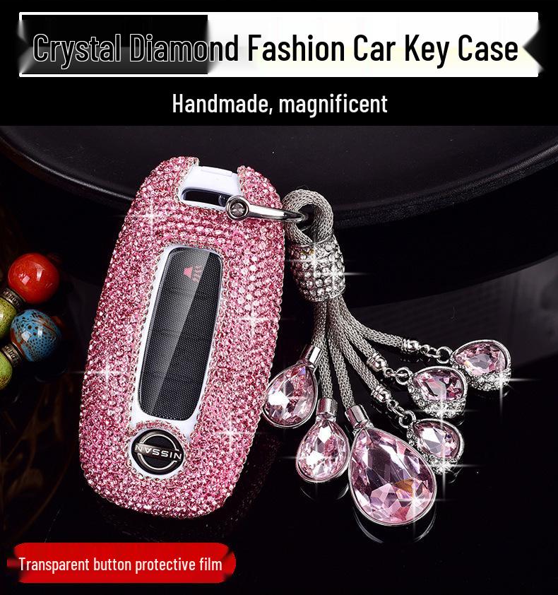 Women's Diamond Car Key Cover for Nissan 14th Gen Sylphy, Qashqai, Teana, X-Trail, Tiida, Murano, Terra