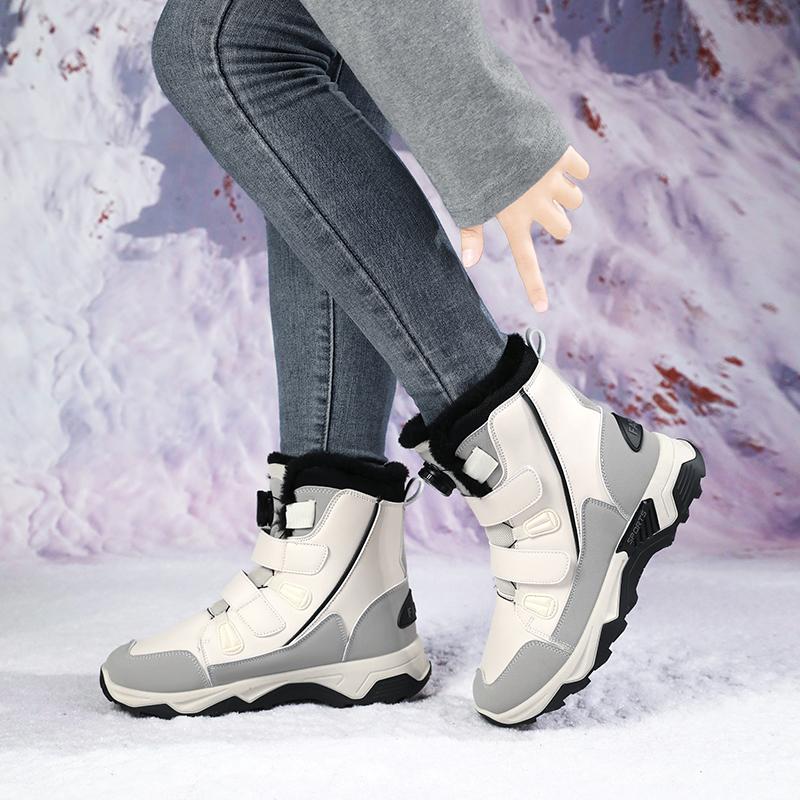 Plüsch Damen High-Top Stiefel Winter Schneestiefel Warme Baumwollschuhe Rutschfeste Outdoor Sneaker zum Gehen Wandern