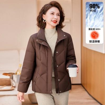 Winter White Duck Down Padded Jacket, New Solid Color 0 Down Jacket Women