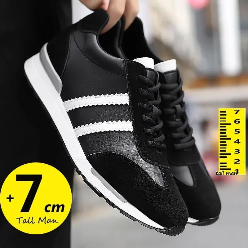 Mode Atmungsaktive Herren Schuhe mit Höhenerhöhung Elevator Sneaker Einlegesohle 7cm weiß schwarz Schuhe für größere Männer Freizeitschuhe Sport Luxus