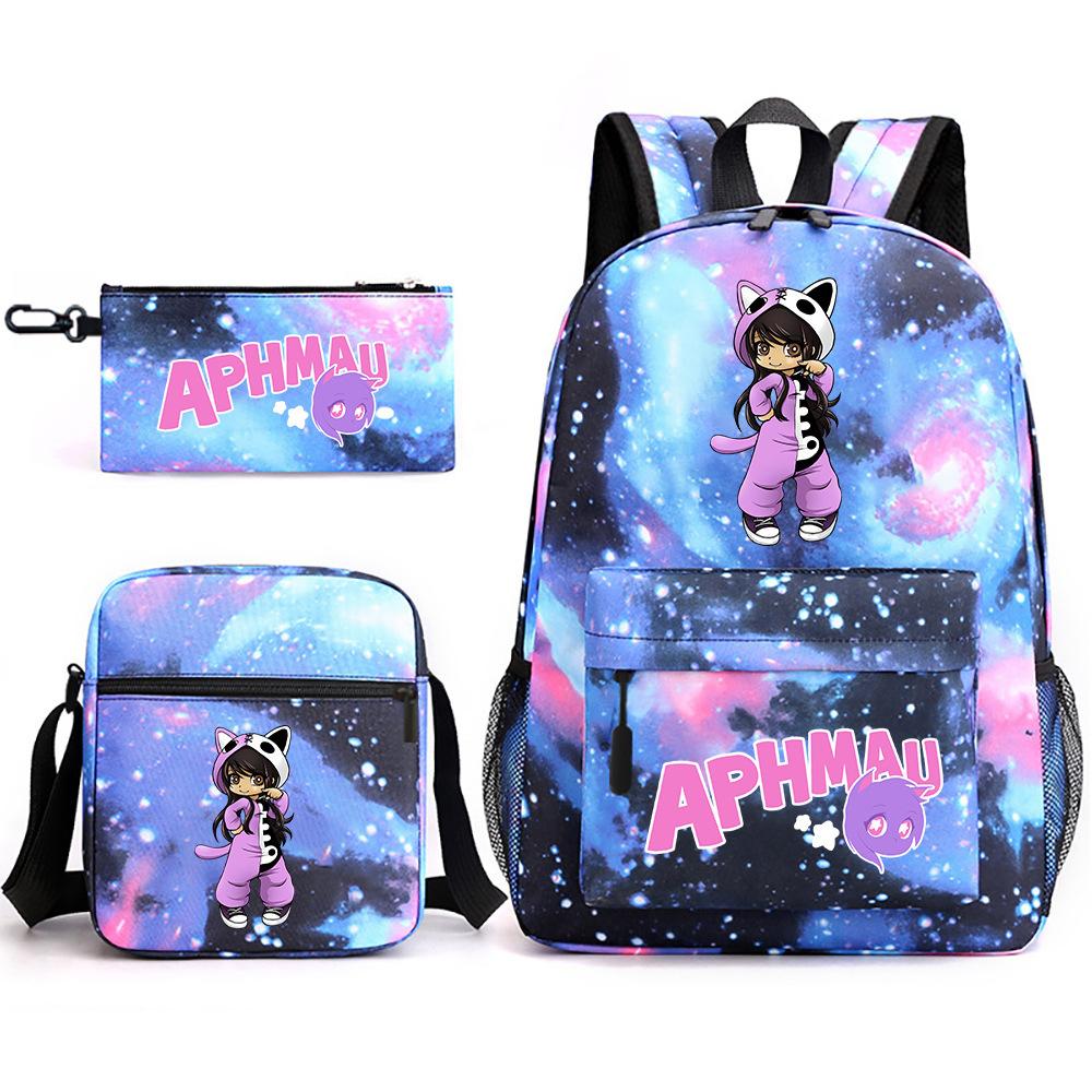 Game Merchandise Aphmau Schooltas Cartoon Rugzak Etui Schoudertas Drie-delige Set Three piece set