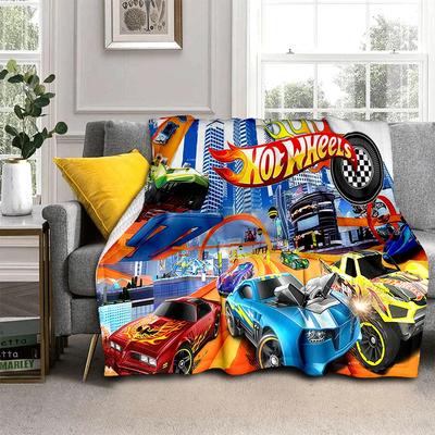 2025 Nuevo Nuevo Coche de Carreras H-Hot Wheels Dibujo Animado Manta de Franela, Manta Suave para el Hogar Dormitorio Cama Sofá Cubierta de Viaje Regalo para Niños
