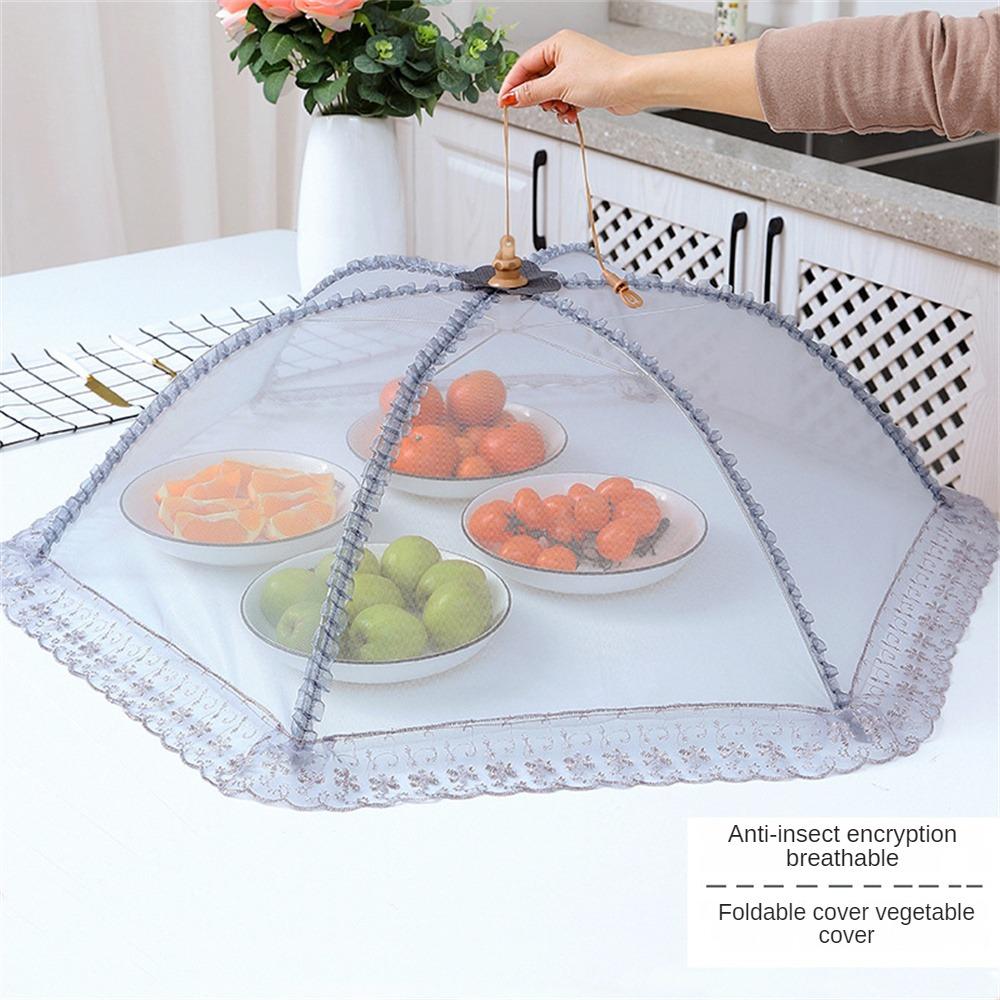 Kryt na zeleninu Odolný proti mouchám Multifunkční Síťovaný Skládací Domácí nářadí Zeleninový poklop Domácí Prodyšný Jednoduchý k použití Krajka