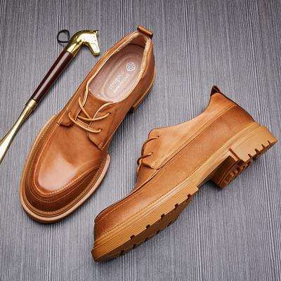 Herren Jugend Herbst Retro Low-Top Freizeitleder Schuhe Herren Innenhöhe Erhöhung Leder Kleiderschuhe Britische Schnürschuhe Herrenschuhe