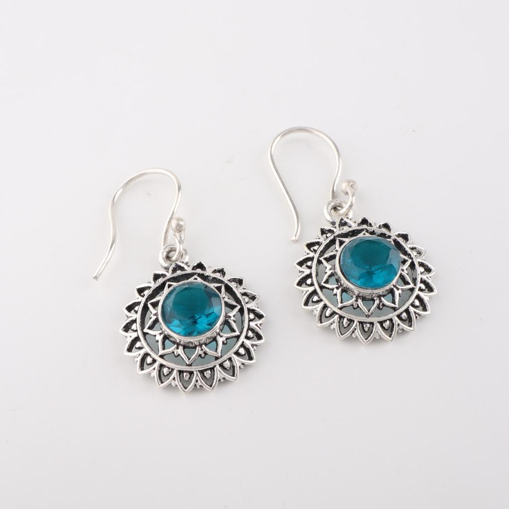 Apatite Gemstone 925 Sterling Silver Jewelry Handmade Drop/Dangle Earrings 1.57" CE-19-9