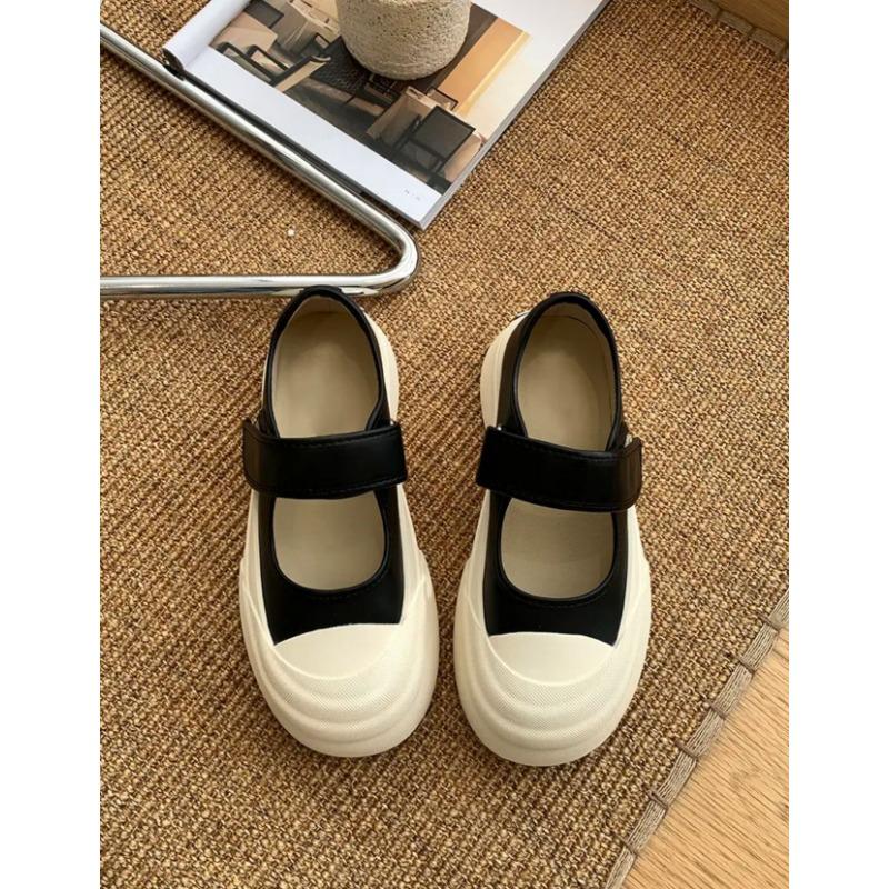 

Silver versatile light mouth Velcro platform white shoes women s new summer round head Mary Jane single shoes 35