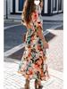 2026 Summer Floral V-Neck Dress: European & American Style, Slimming Fit for Women