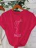 Fashion Tops Women's Elegant Ballet-Themed Graphic Tee  Crew Neck T-Shirt with Dancing Figure Design Ballet Dancer T-Shirt