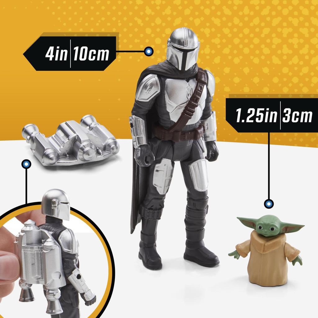 STAR WARS Epic Hero Series Mandalorian N-1 Starfighter Ship, 4-Inch Scale Grogu & Mandalorian Action Figure, Toy for Boys & Girls Ages 4+
