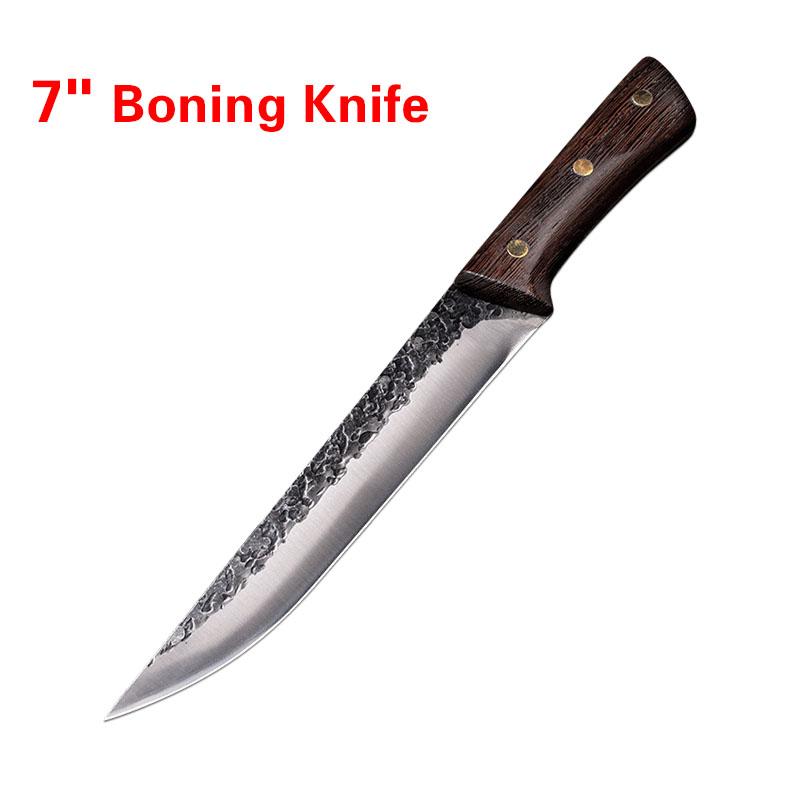 Carbon Steel Kitchen Knives Wooden Handle Cleaver Slicing Knife Hand Forged Blade Butcher Boning Knife Wood Handle Chef Knife