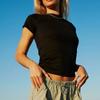 Solid Color Slim Fit Short Sleeved T-shirt Women's Fashion Casual Base Shirt Top T-Shirts Women’s