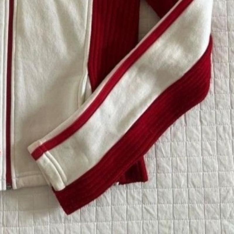 2KWEIRD Knitted Patchwork Grunge Jackets Harajuku Women Autumn Casual Stand Neck Vintage Coat Y2k Aesthetic Letter Embroidery Tops