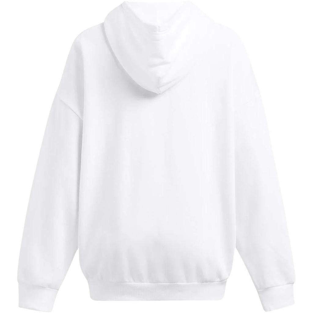 Under Armour Solid Color Hooded Long Sleeve Loose Sweatshirt Women tops White 1386464-100