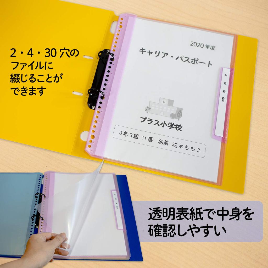 Plus Name Refillable Clear 6 x 10 books Grade, Class, File, Vertical, Pockets, A4, Purple, 84-822