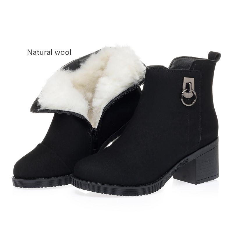 Fashion AIYUQI Women Ankle Boots 2025 New Winter Genuine Leather Wool Boots Women Large Size High Heels Warm Fashion Boots Ladies