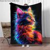 8 Size Colorful Cat Flannel Throw Blanket,Soft Throw Blanket for Home Bedroom Bed Sofa Picnic Travel Office Cover Child Gift