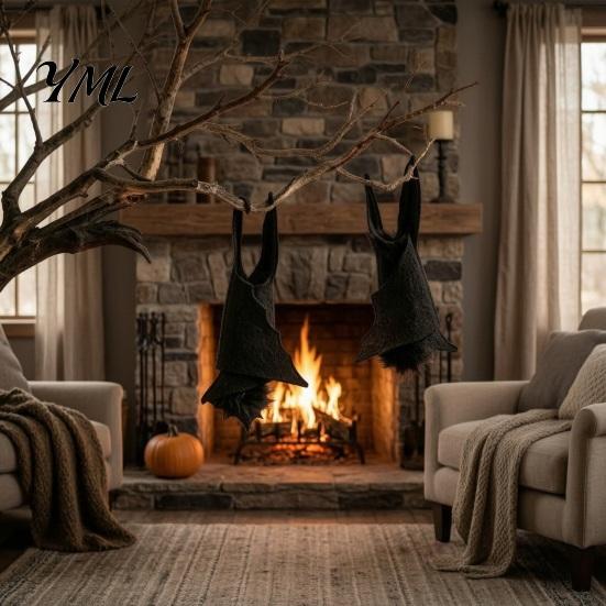 Realistic Bat for Photo Booths Halloween Decorations, Felt Hanging Bats, Spooky Flying Props Durable Decorations Haunted House Party, Indoor