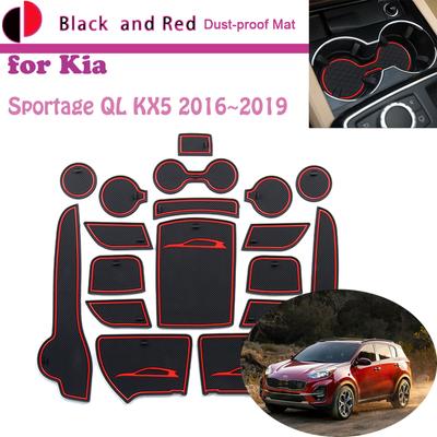 Gummi-Türnutmatte für KIA Sportage QL KX5 2016~ Kissentor-Aufbewahrungsschlitz-Untersetzer Staubdichter Autoaufkleber-Teppich-Zubehör