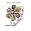 925 Sterling Silver Pendant Necklace Earrings Ring Nautral Colorful Tourmaline Fine Jewelry for Women Nice Gift