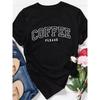 Kaffee-Print Rundhals-T-Shirt Lässiges Kurzarm-Oberteil für Frühling Sommer Damenbekleidung