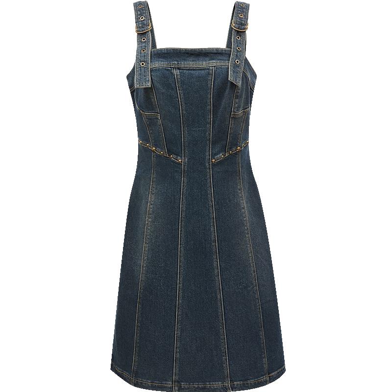 

ONLY Women s 2024 Summer Lycra Niche Design Denim Suspender Short Dress L
