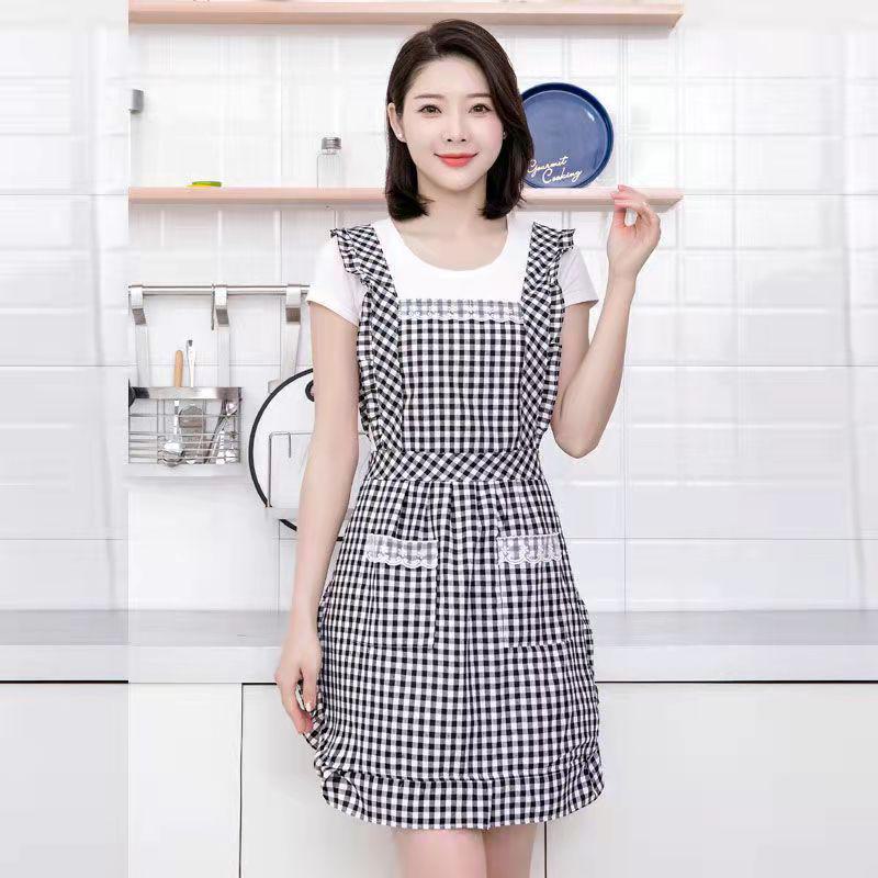 Celebrity Double-Layer Cotton Princess Skirt Apron: Anti-Fouling, Oil-Proof, Lace Design for Kitchen and Restaurant Use