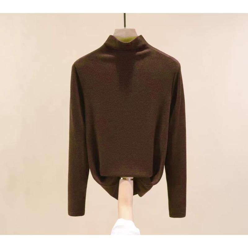 Women Plus Size Half High Collar Long Sleeve Slim Warm Thermal Base Top