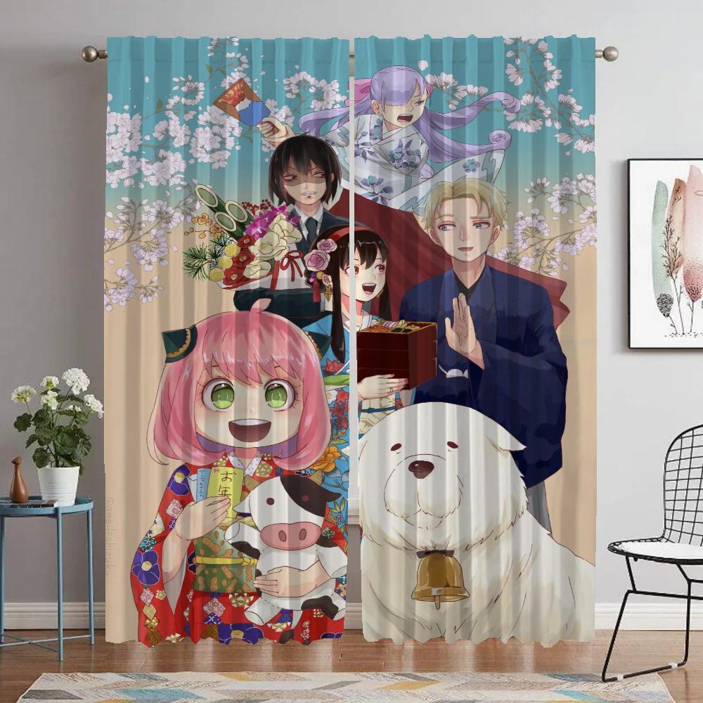 Spy X Family Elegant Room Curtains for Living Room Halloween Decoration Window Curtain Home Interior Curtains 2 Pieces Shades